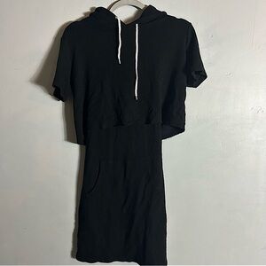 Monrow Black T-shirt Hoodie Dress Jersey Knit